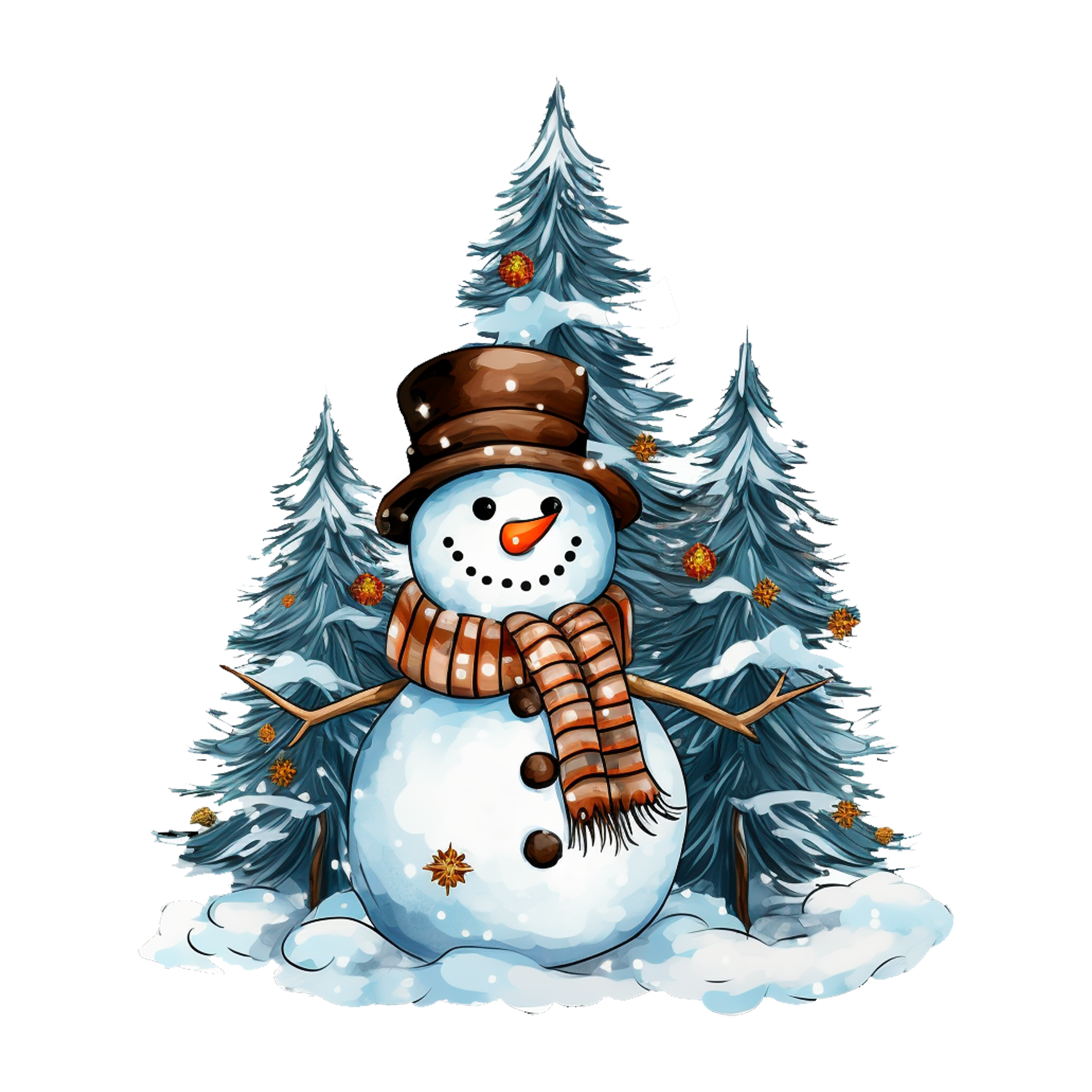 Snowman Winter Forest DTF Transfer