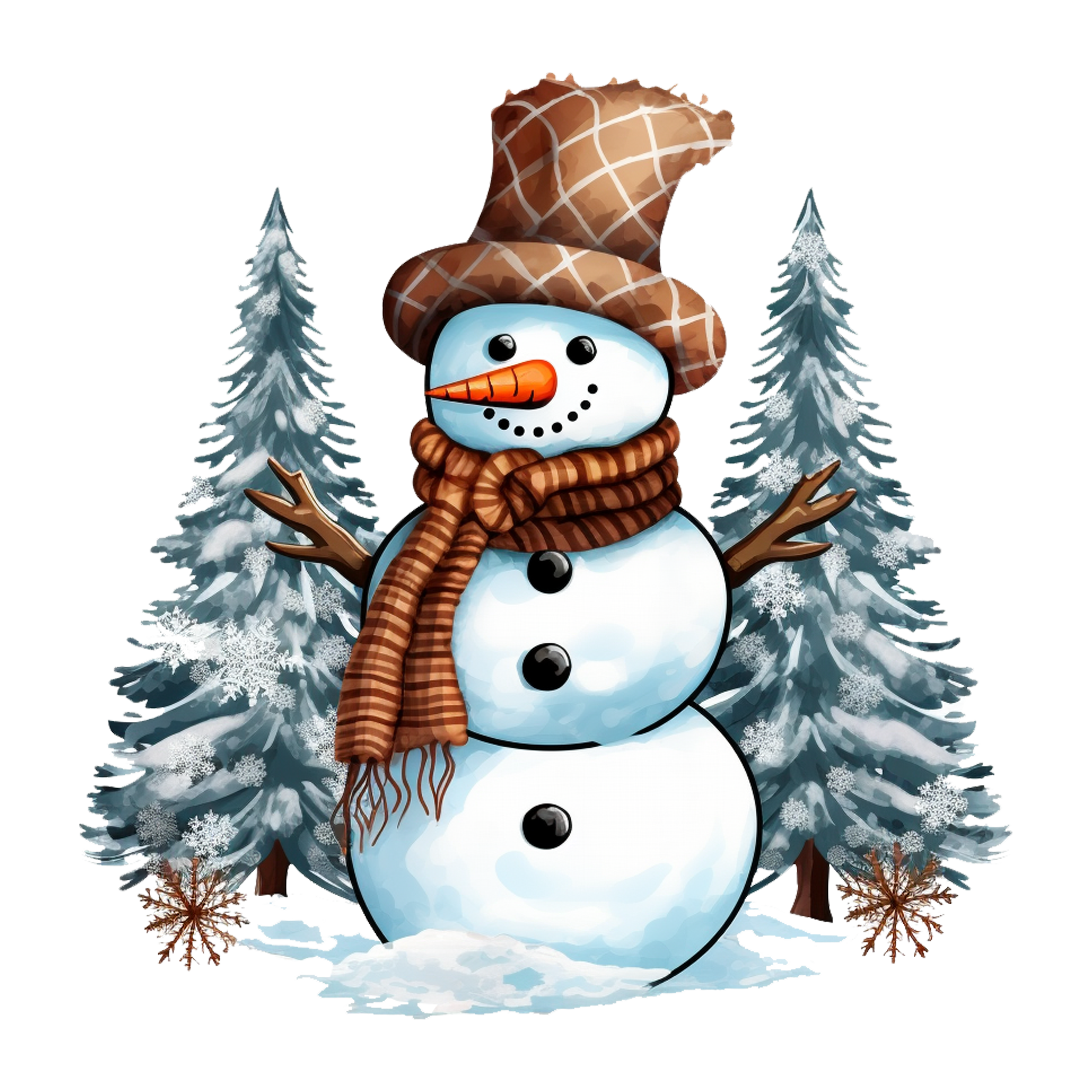 Snowman Pine Forest DTF Transfer