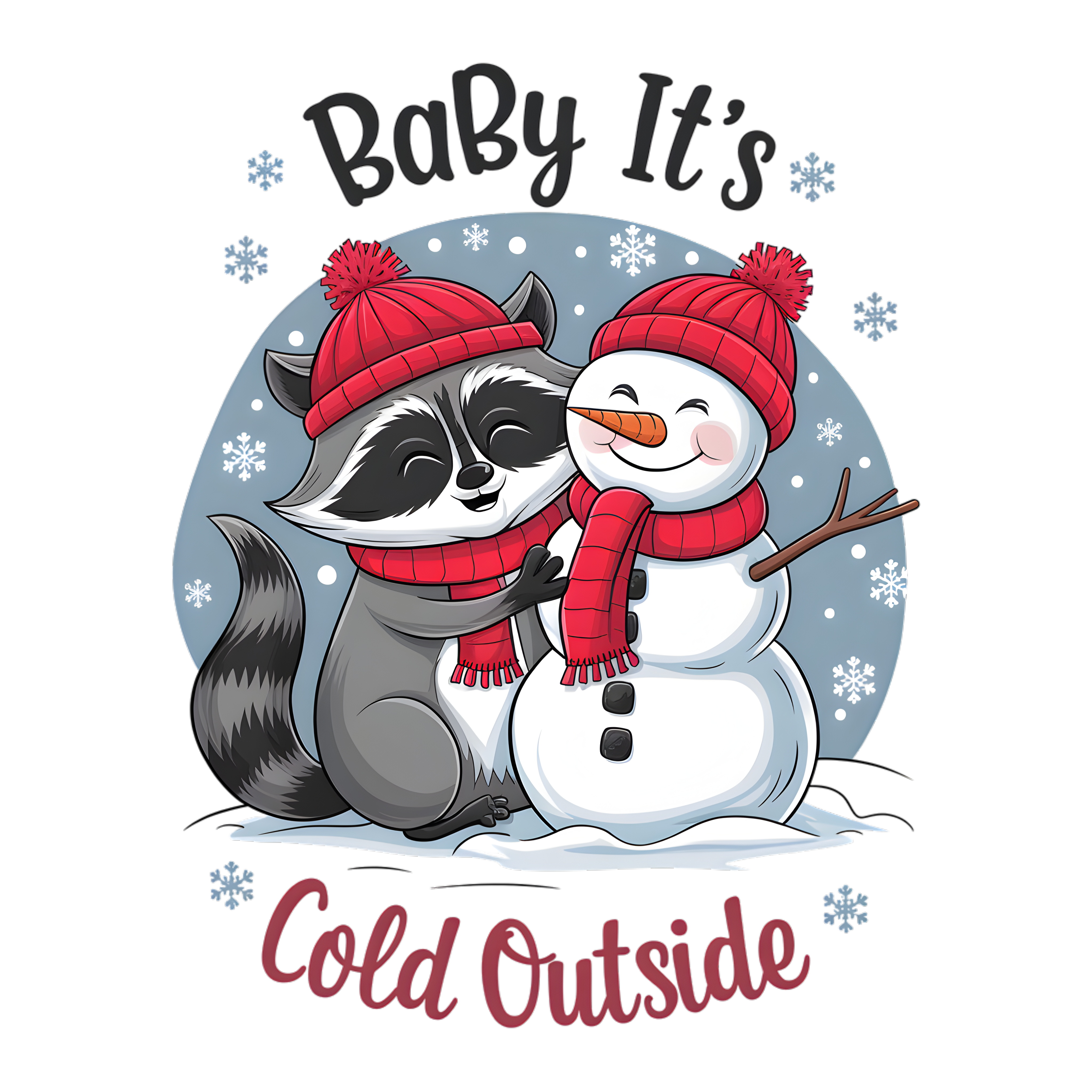 Raccoon Snowman Winter Friends DTF Transfer