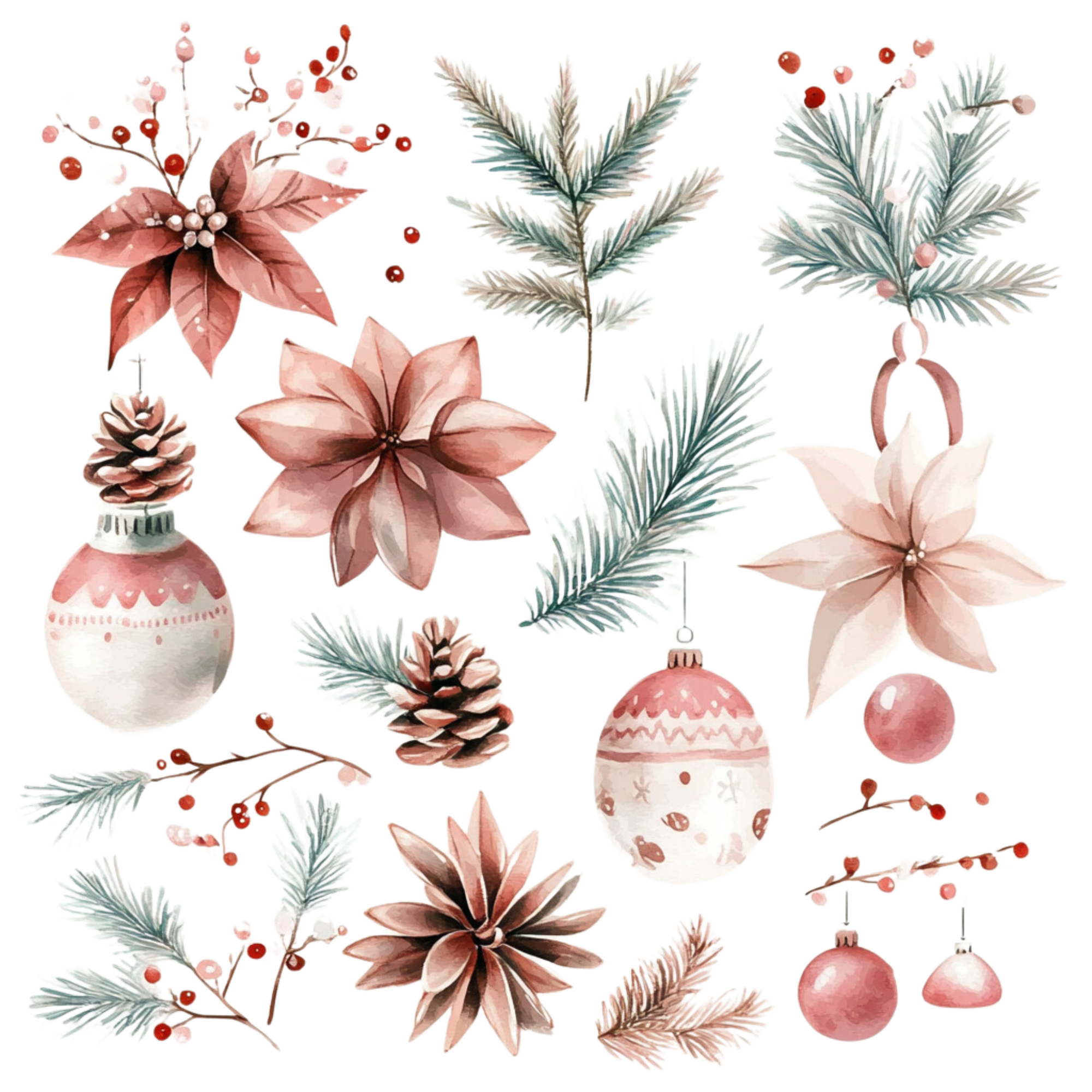 Pink Poinsettia Christmas Collection DTF Transfer
