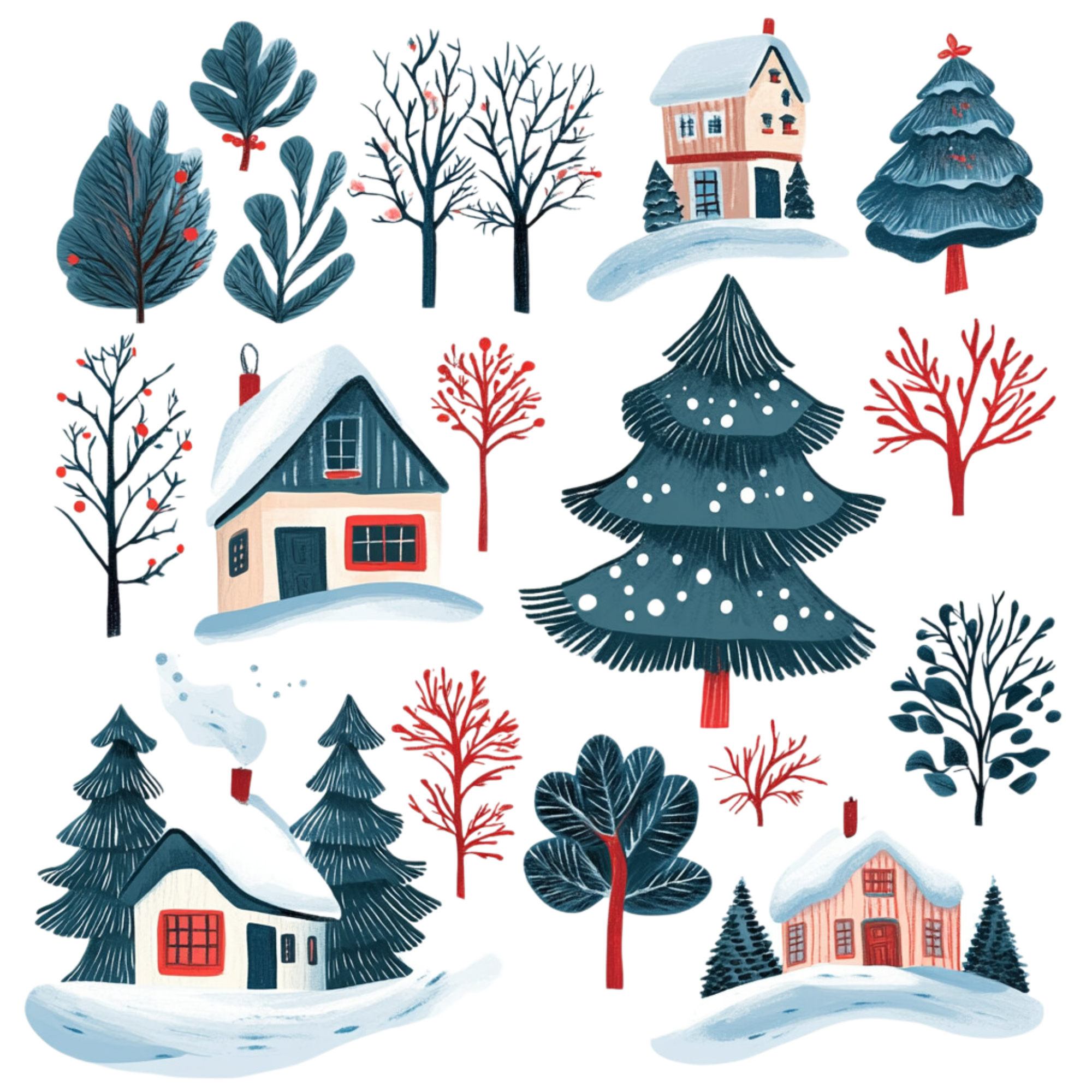 Snowy Winter Village Collection DTF Transfer