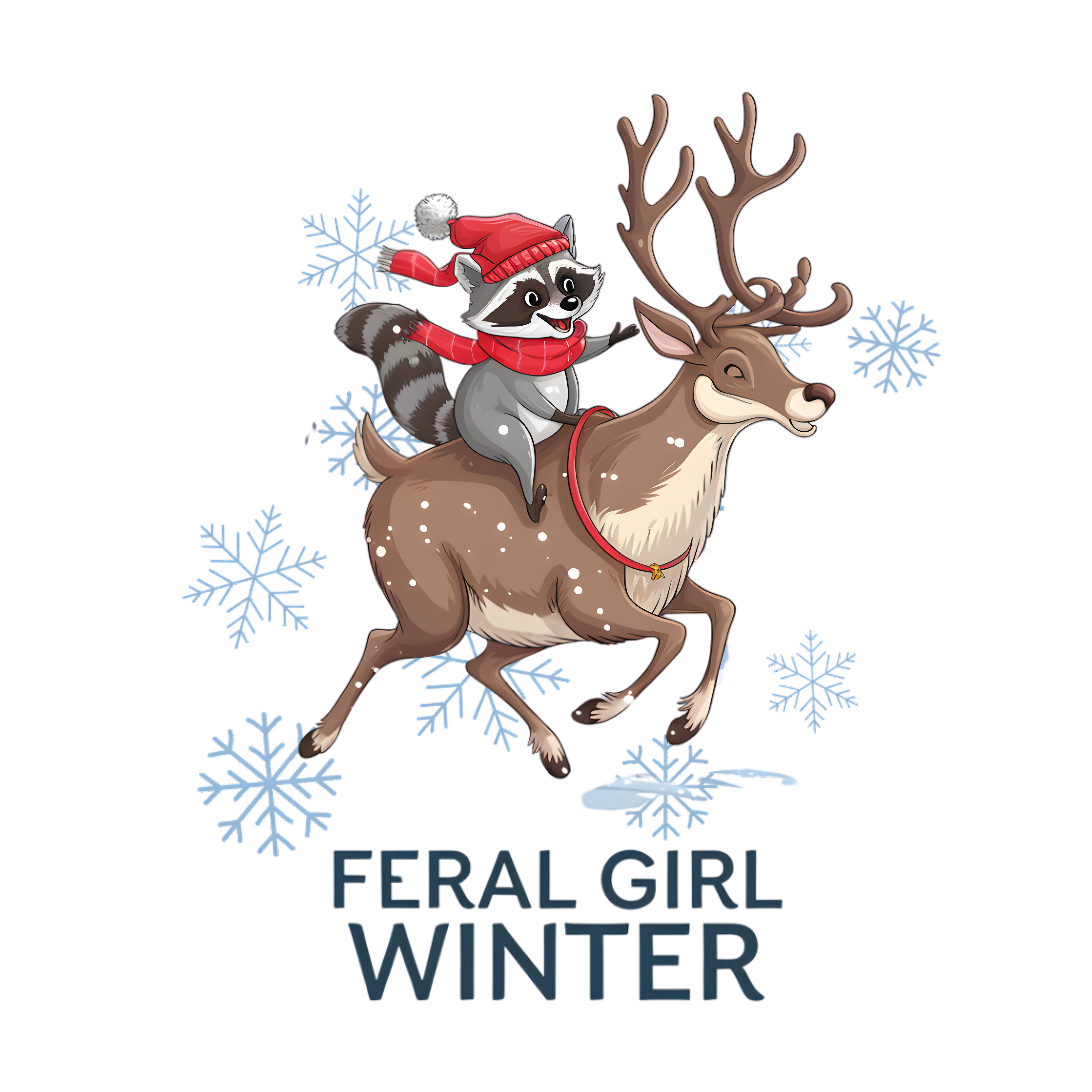 Raccoon Reindeer Winter Adventure DTF Transfer