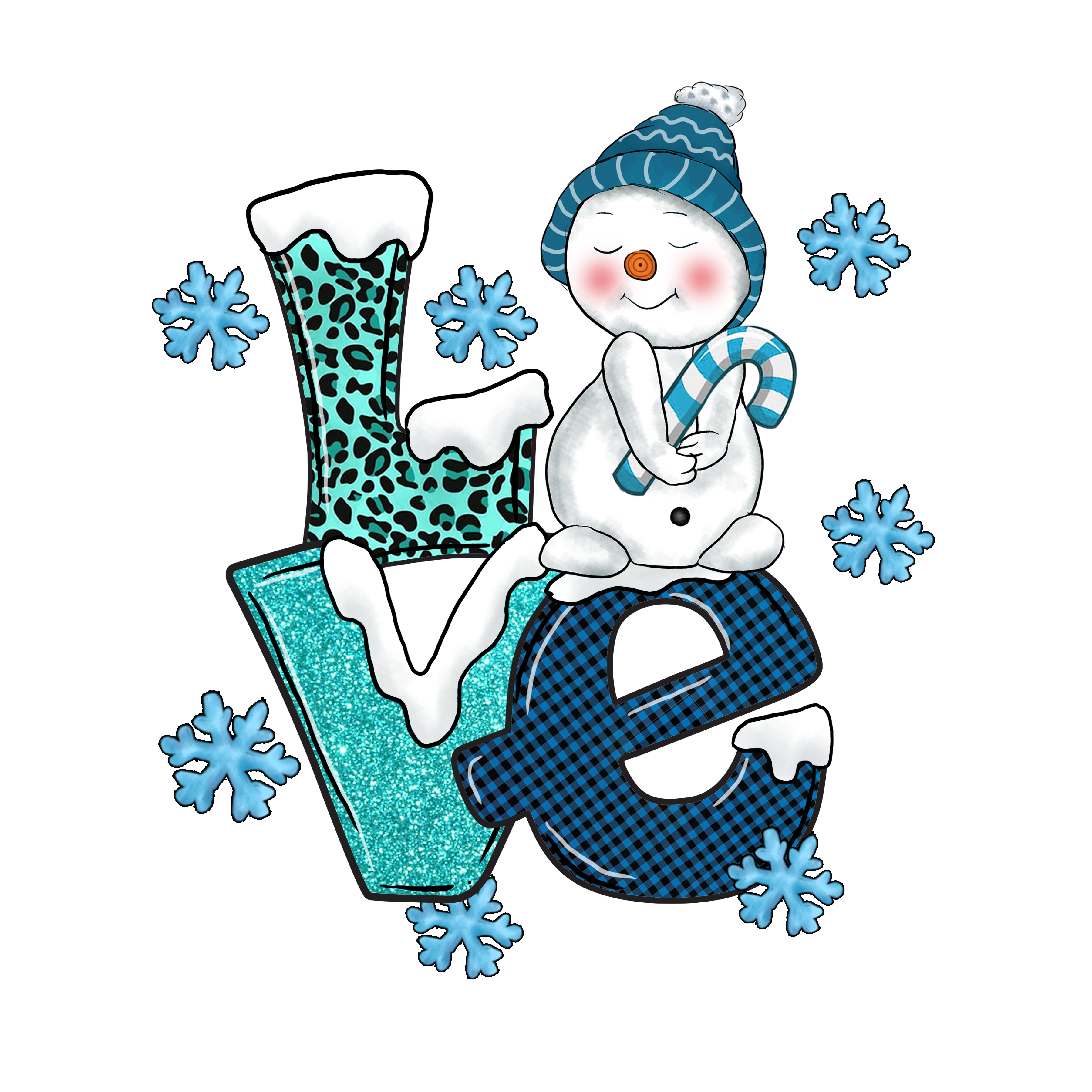 Snowman Love Winter Letter DTF Transfer