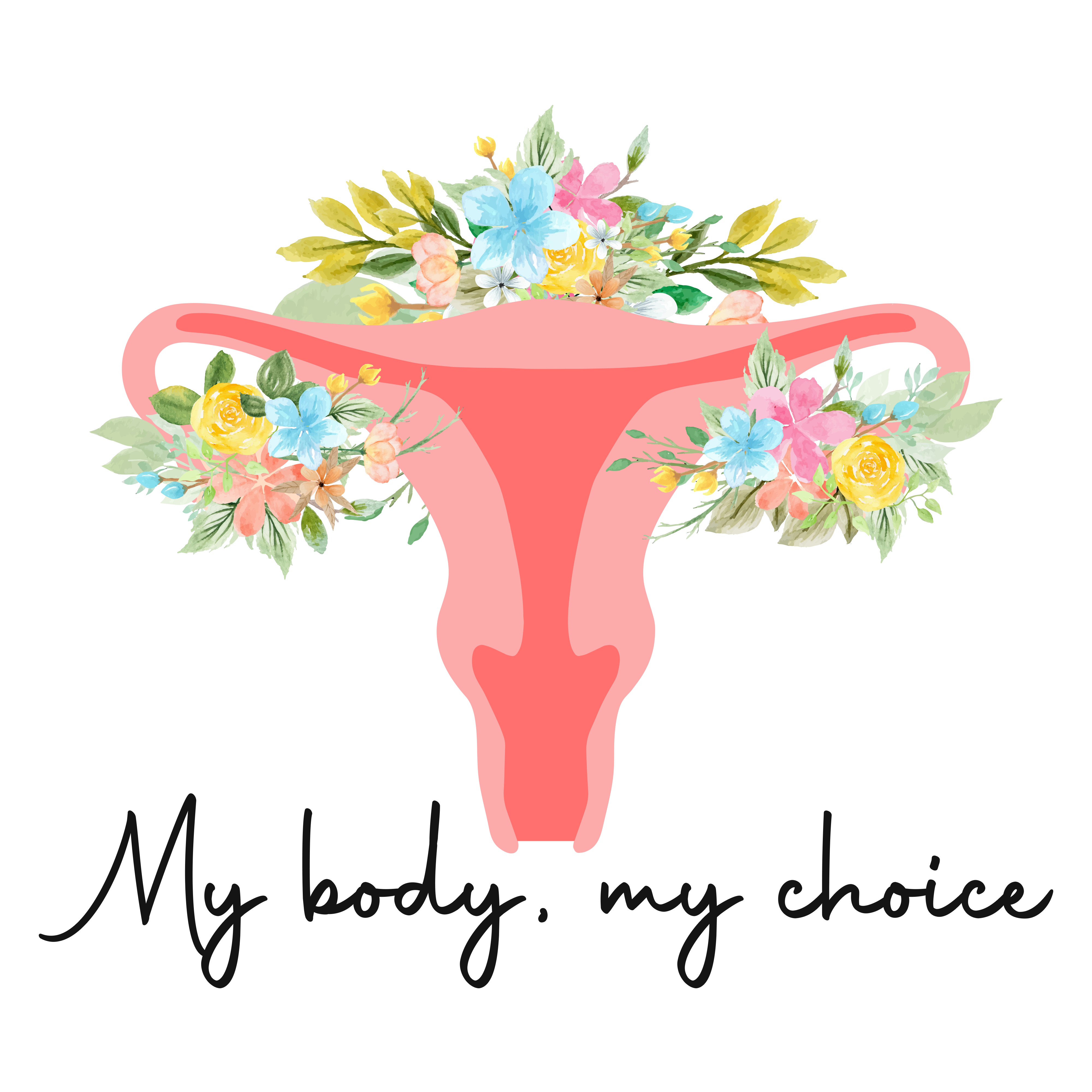 My Body My Choice Floral Uterus DTF Transfer