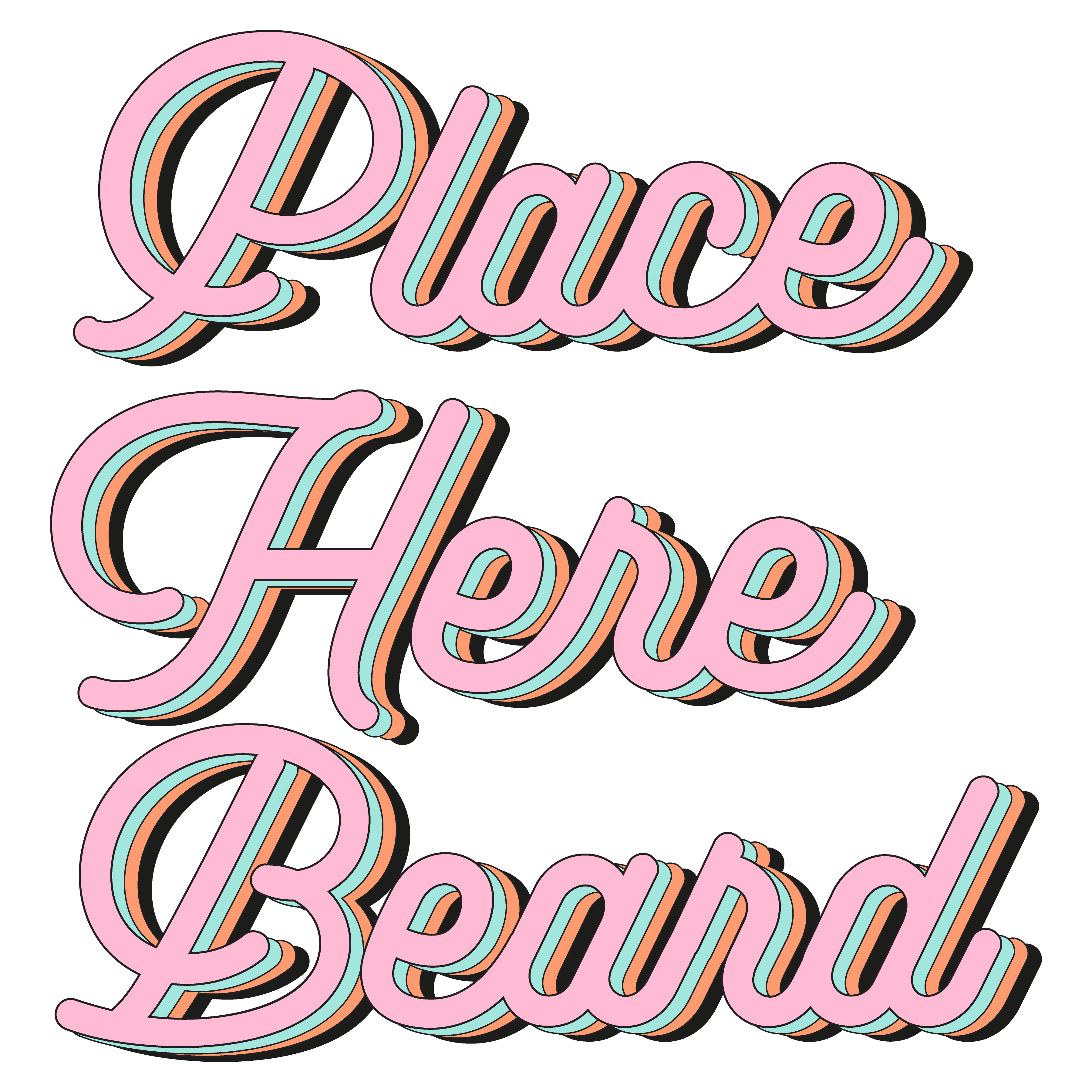 Place Here Beard Retro Typography DTF Transfer