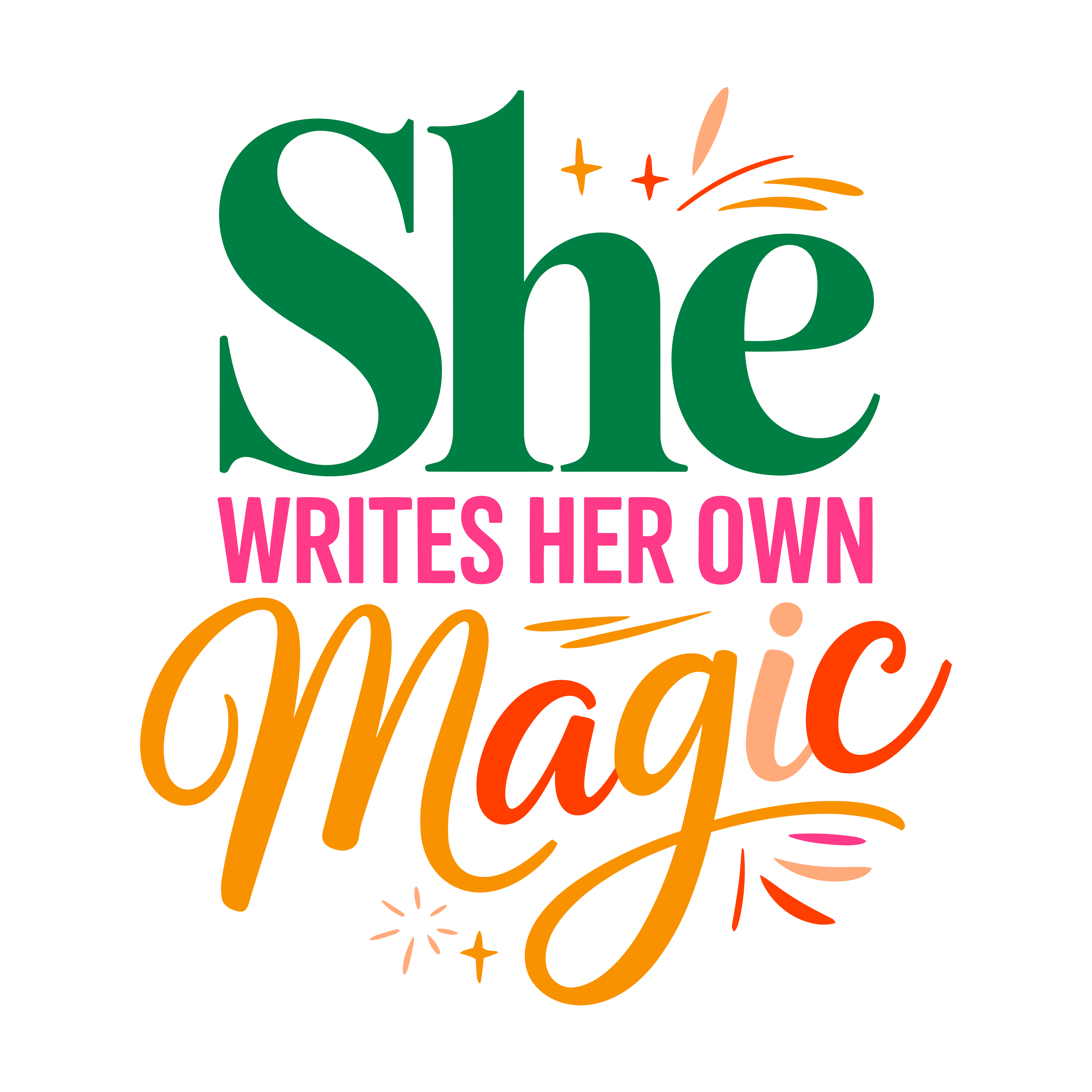 She Writes Her Own Magic DTF Transfer