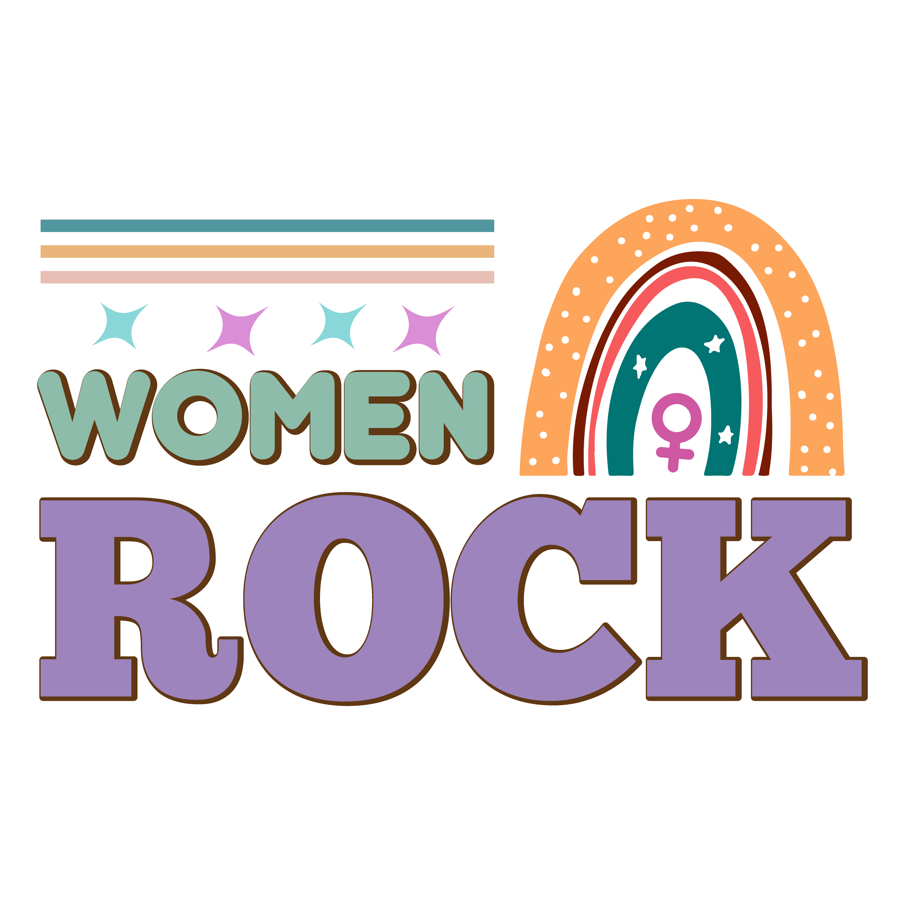 Women Rock Feminist Rainbow Empowerment DTF Transfer