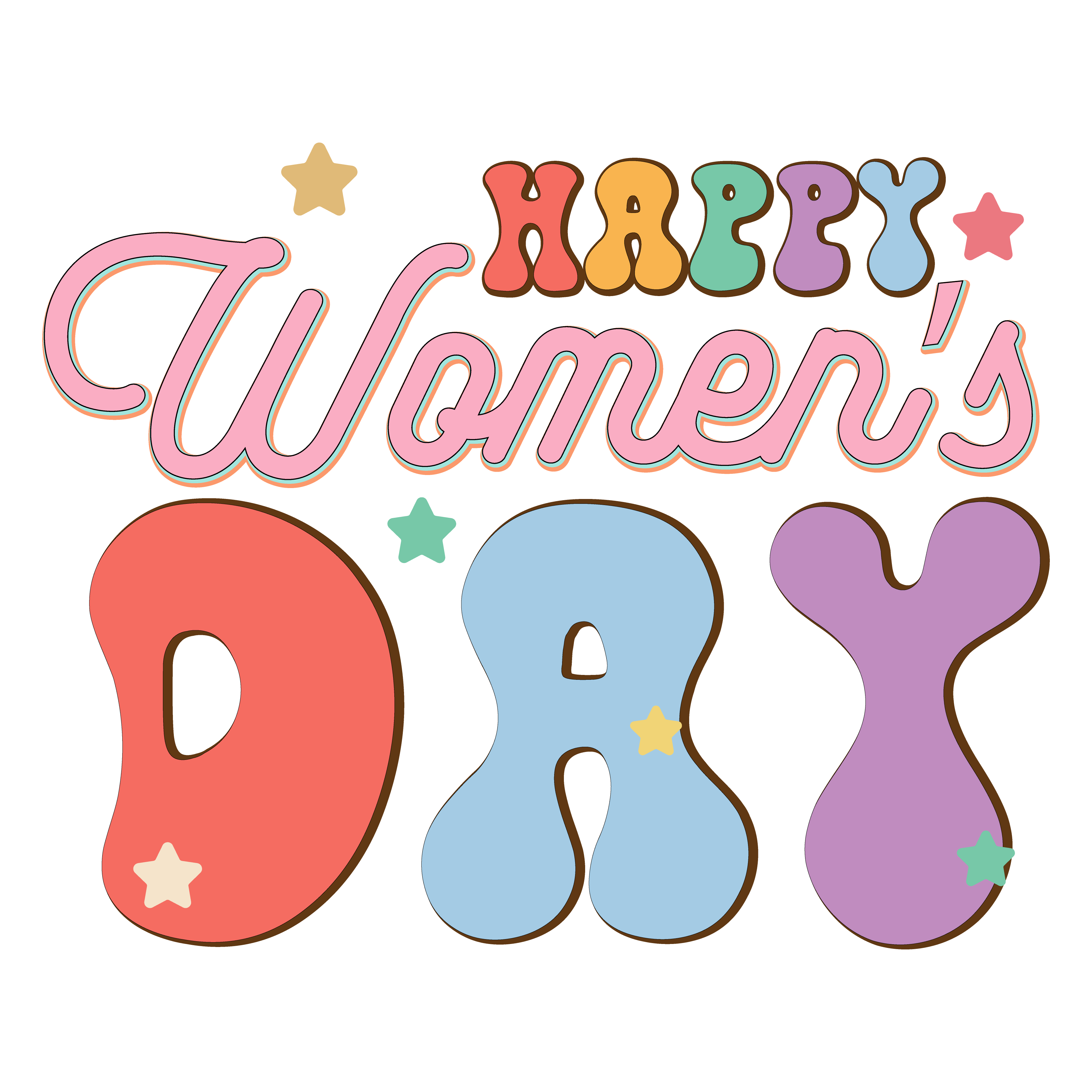 Happy Womens Day Retro Groovy DTF Transfer