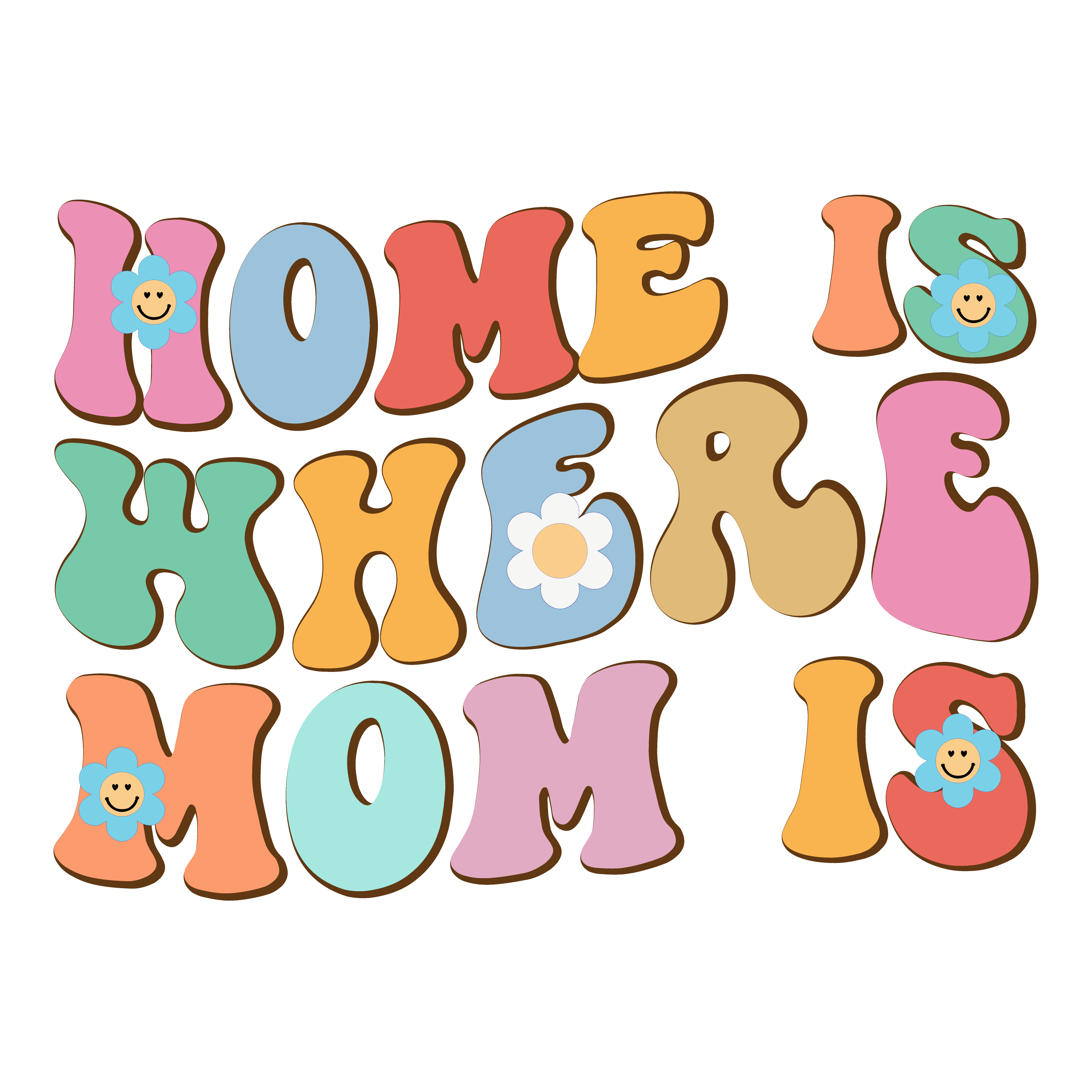 Home Is Where Mom Is Retro Family DTF Transfer