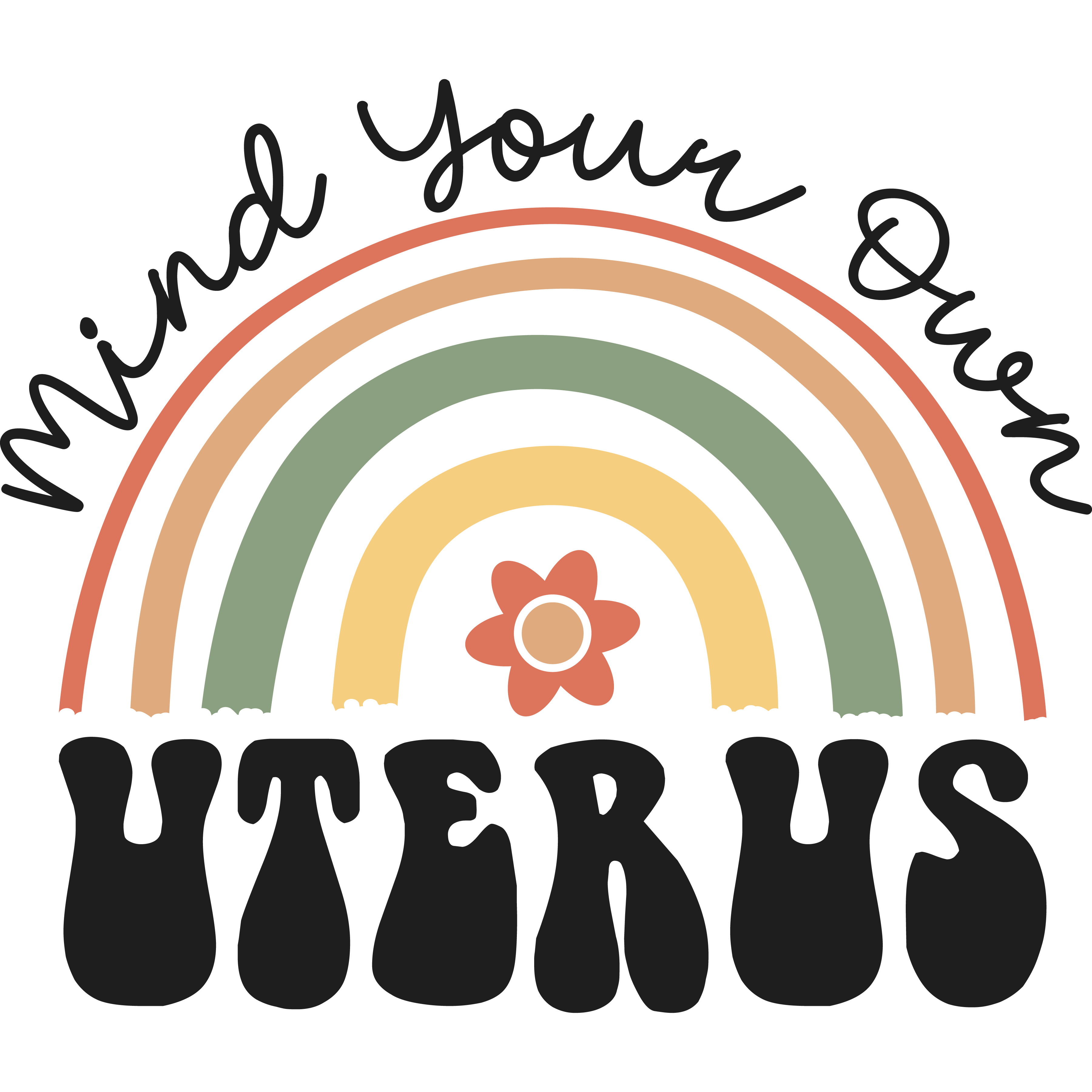 Mind Your Own Uterus Retro Feminist DTF Transfer