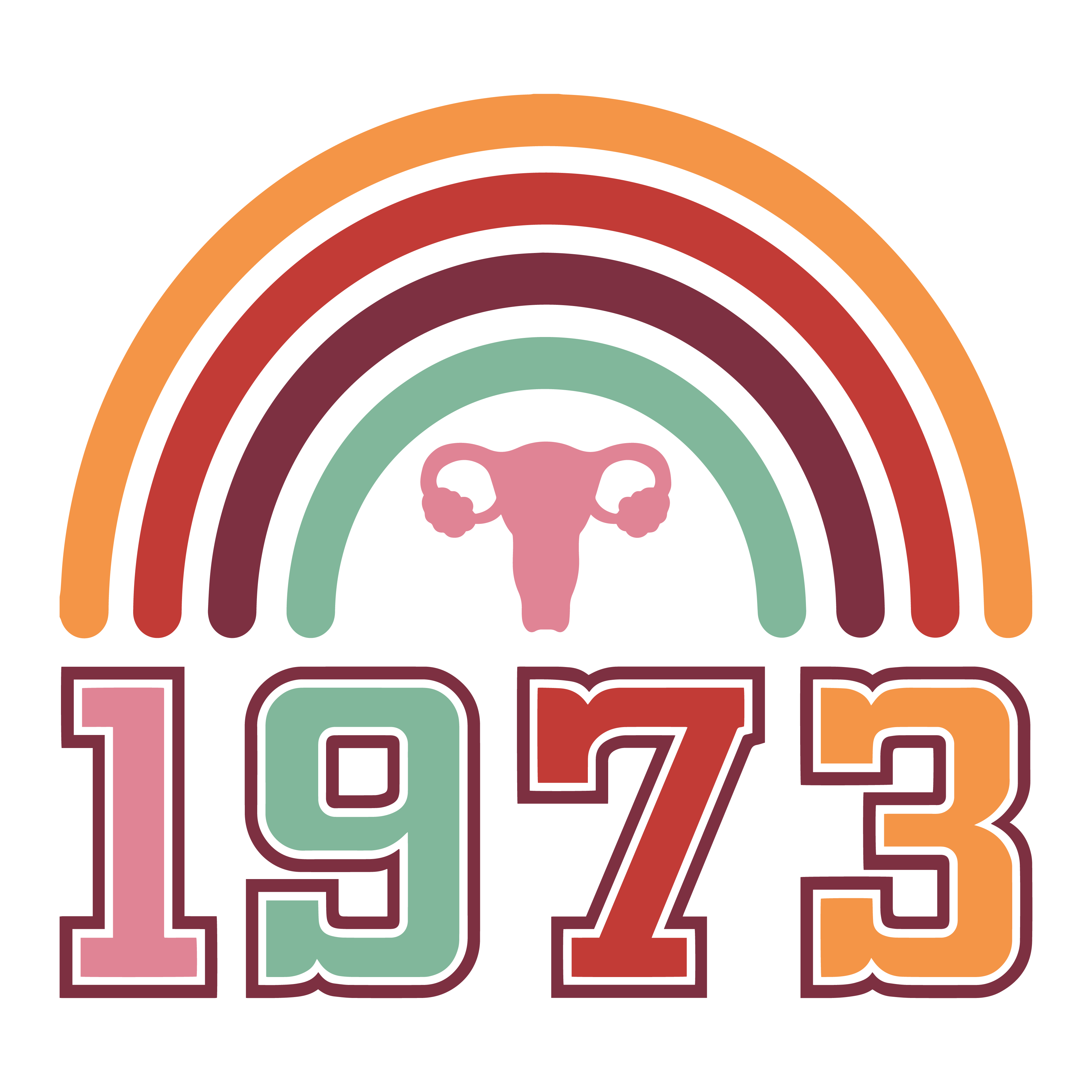 1973 Reproductive Rights Retro Rainbow DTF Transfer