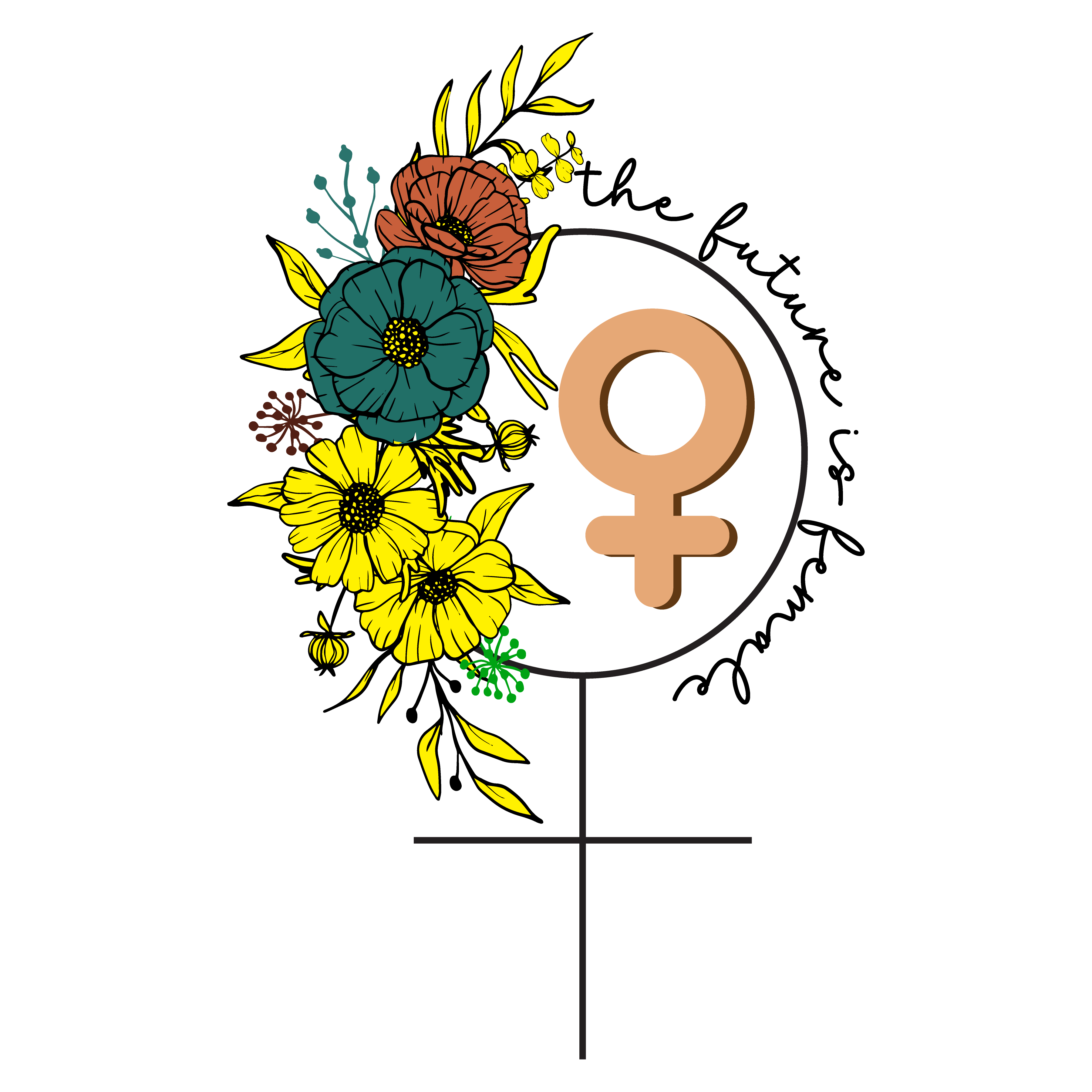 Floral Venus Symbol Feminist Empowerment DTF Transfer