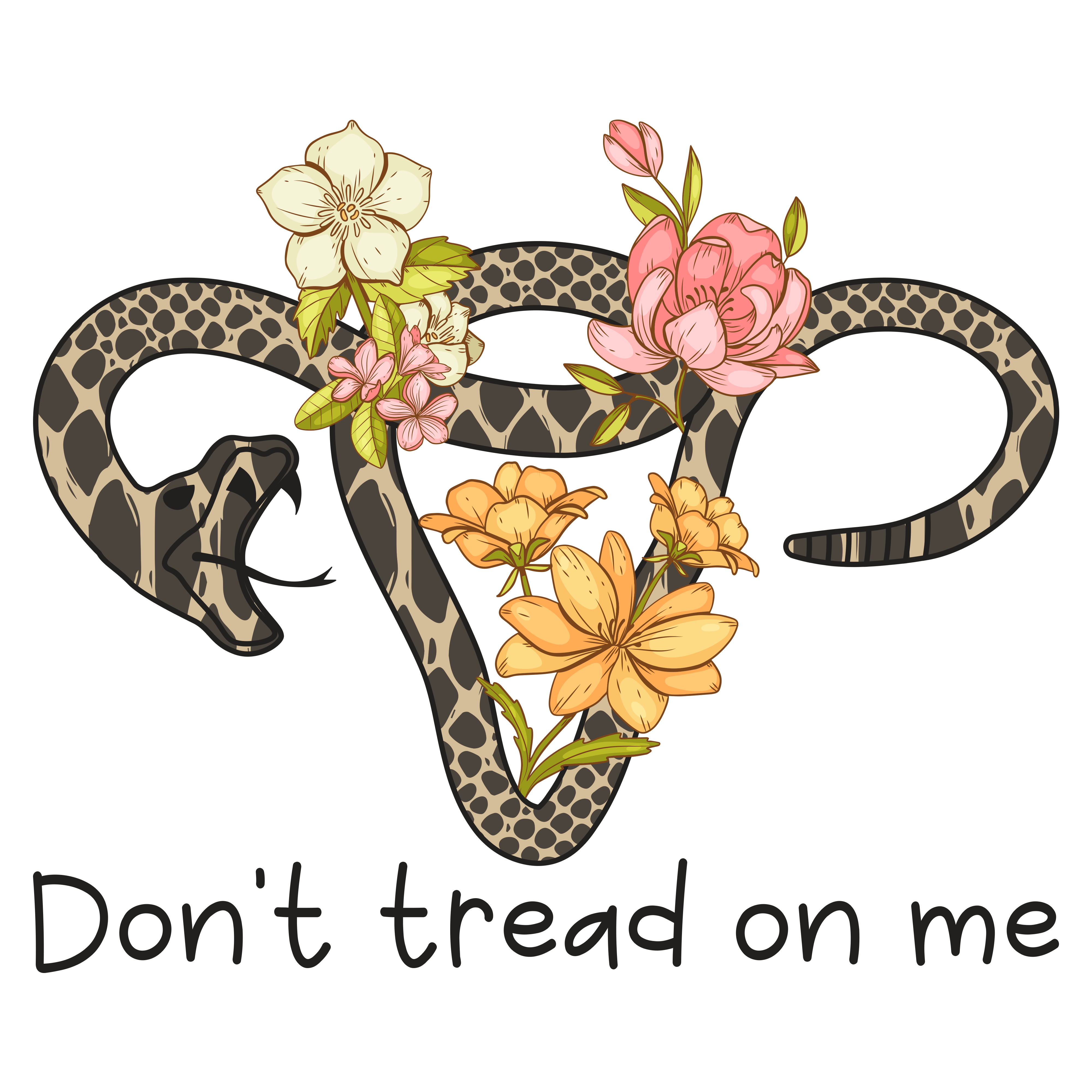 Dont Tread On Me Feminist Snake Floral DTF Transfer