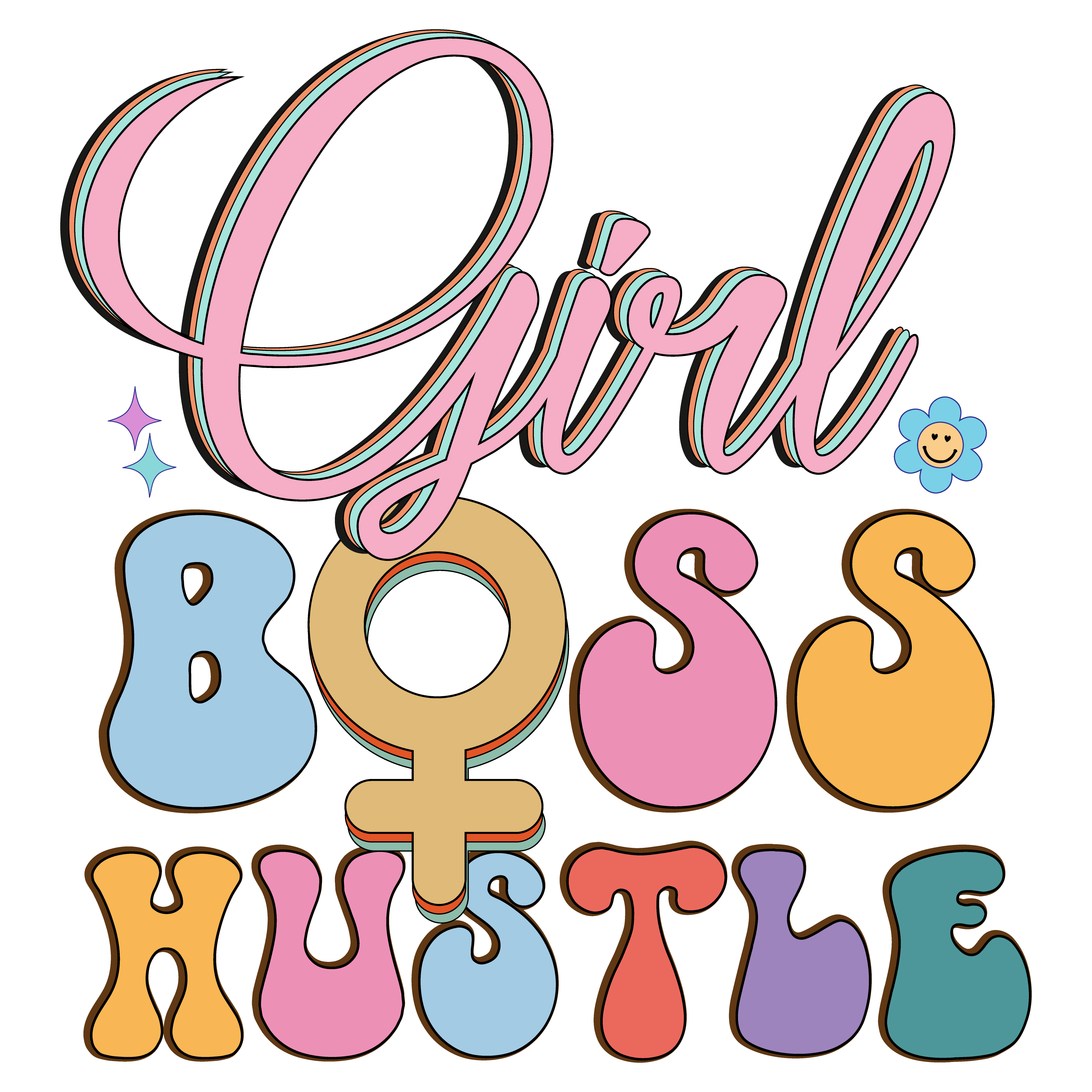 Girl Boss Retro Feminist Empowerment DTF Transfer
