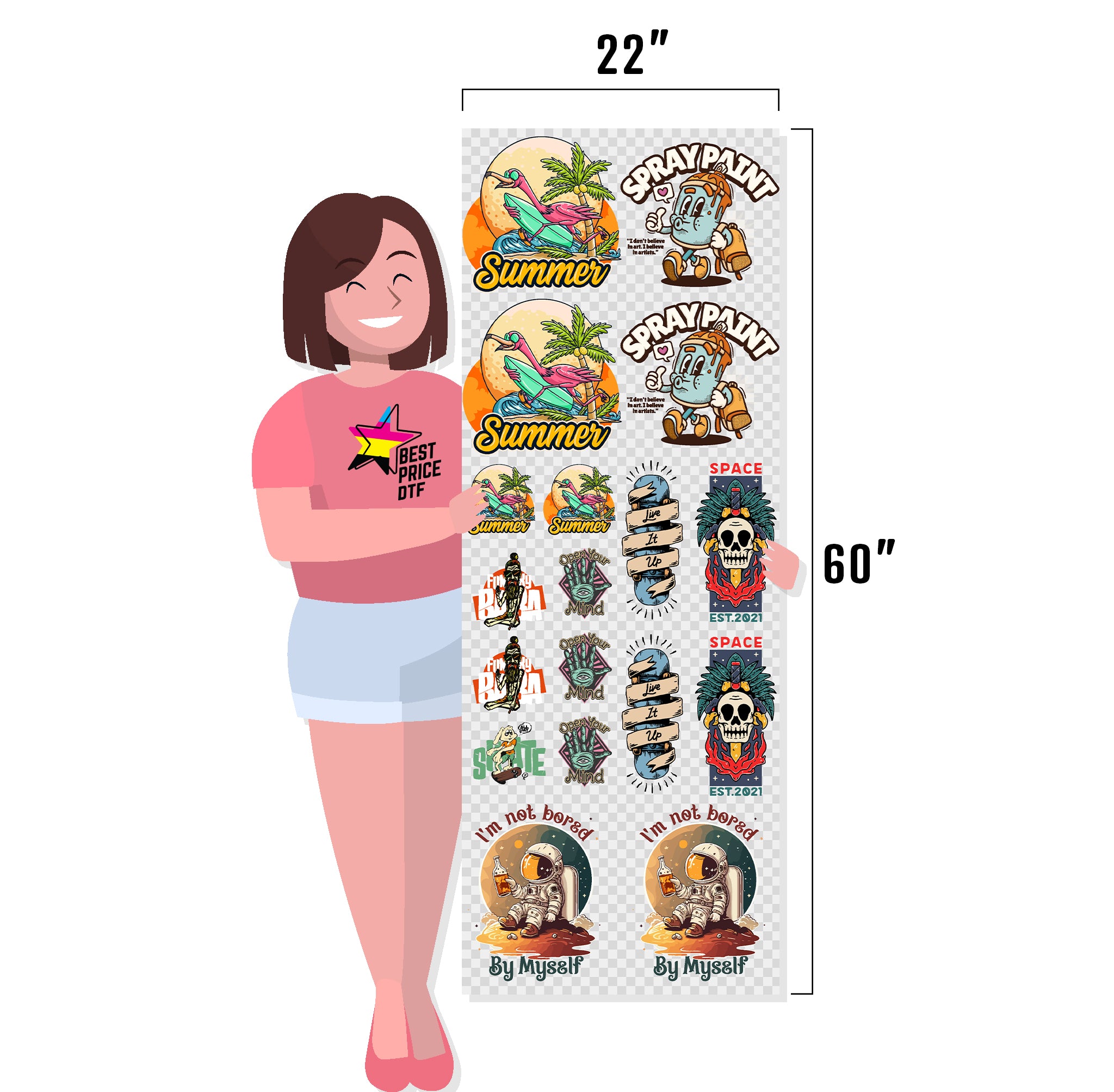 DTF Gang Roll 22 x 60 inch (5 ft).