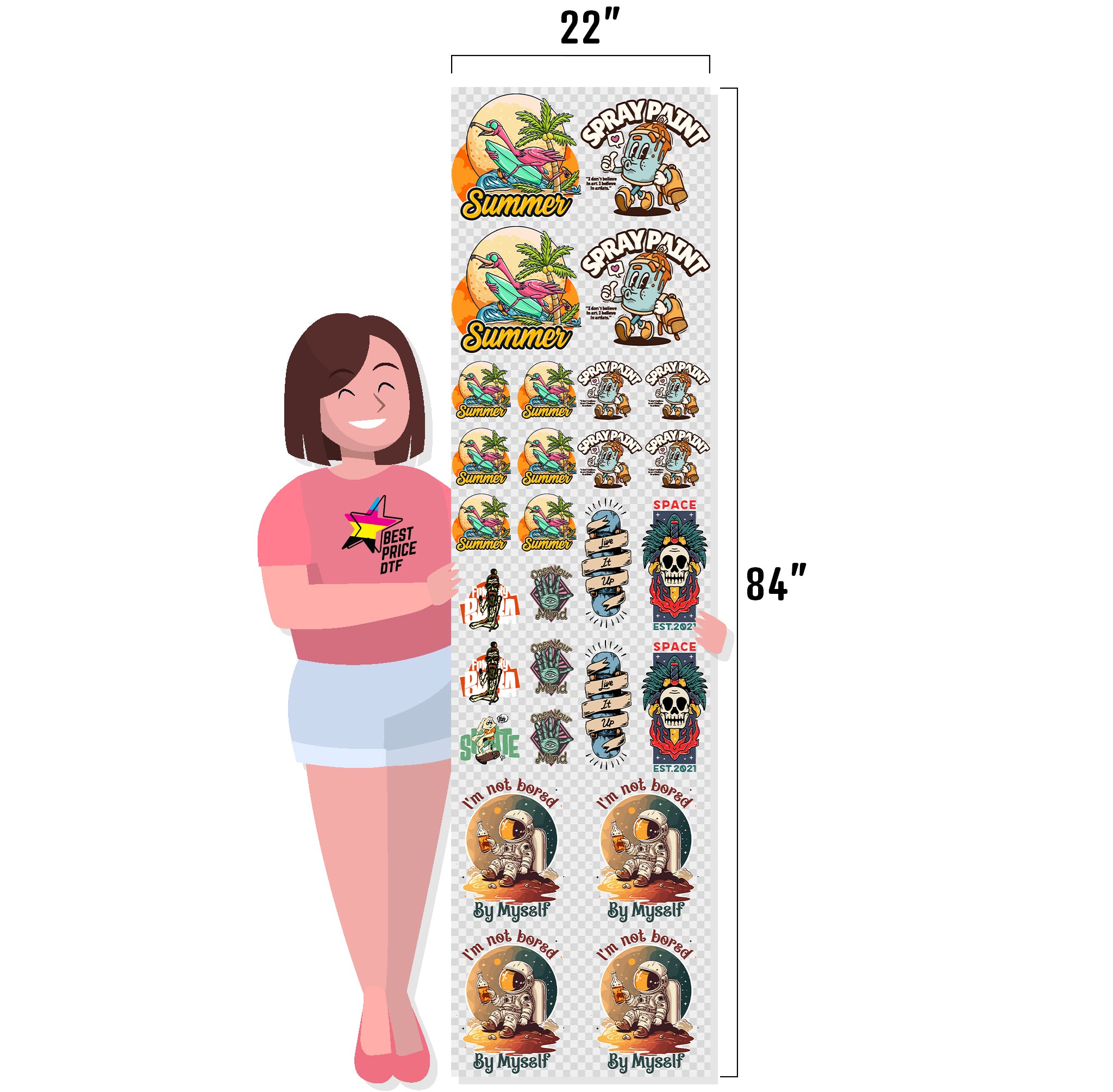 DTF Gang Roll 22 x 84 inch (7 ft).